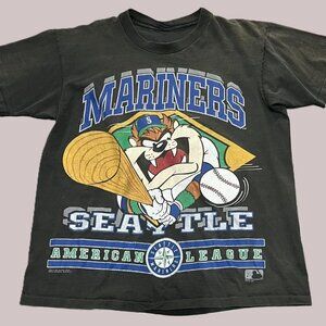 Vtg Tasmanian Devil Shirt Seattle Mariners MLB 90s Black T-shirt Unisex Tee